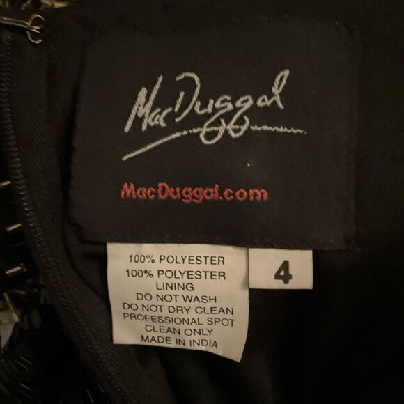 MAC DUGGAL 93584 Long Sleeve Beaded Fringe Evening Gown Dress - Picture 15 of 15